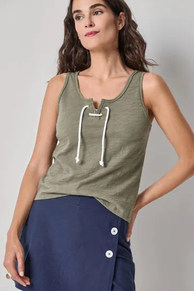 Lilla P Lace Up Tank Top In Fern In Green