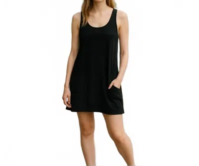 Lilla P Linen Blend A Line Dress In Black