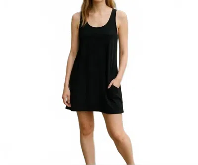 Lilla P Linen Blend A-line Black Sleeveless Dress