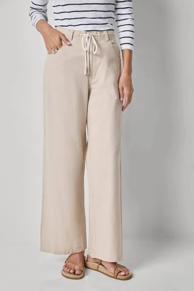 Lilla P Linen Blend Straight Leg Pants In Bamboo In Neutral