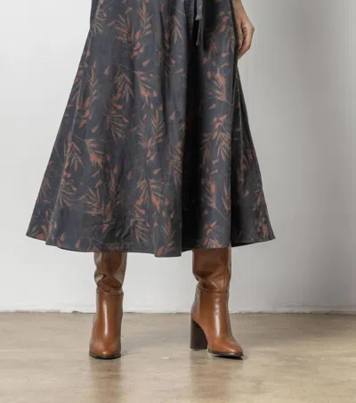 Lilla P Long Belted Midi Skirt In Onyx Java In Multi