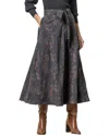 Lilla P Long Belted Skirt In Multi In Gray