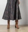 Lilla P Long Belted Skirt In Multi In Gray