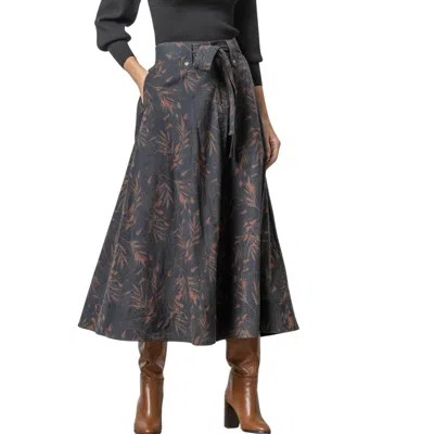 LILLA P LONG BELTED SKIRT IN ONYX/JAVA