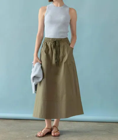 Lilla P Long Poplin Skirt In Kelp In Green