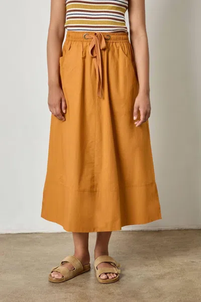 Lilla P Long Poplin Skirt In Marmalade In Brown