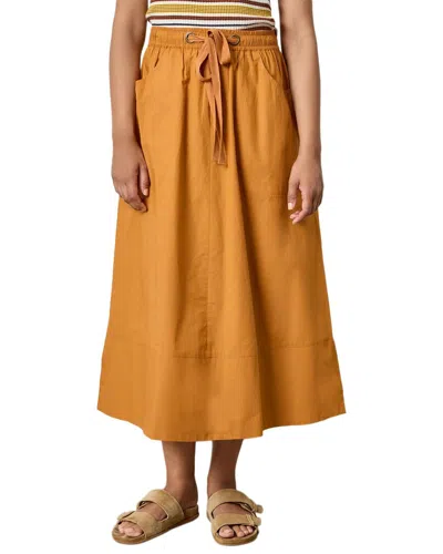 Lilla P Long Poplin Skirt In Brown