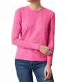 Lilla P Long Sleeve Bias Crew Neck Tee In Rosebud In Pink