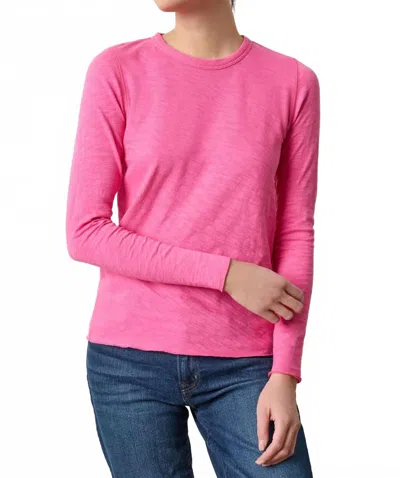 Lilla P Long Sleeve Bias Crew Neck Tee In Rosebud In Pink