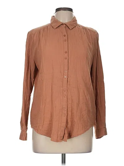 Pre-owned Lilla P Long Sleeve Blouse In Brown