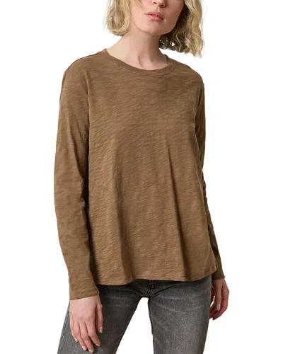 Lilla P Long Sleeve Boyfriend Tee In Truffle In Brown