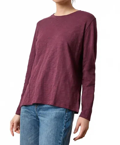 Lilla P Long Sleeve Boyfriend Tee In Merlot In Neutral