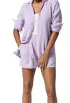 Lilla P Long Sleeve Button Down Tunic Top In Lily In Multi