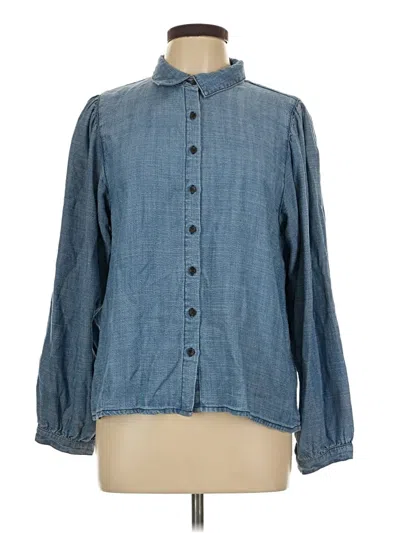 Pre-owned Lilla P Long Sleeve Button Down Shirt In Blue
