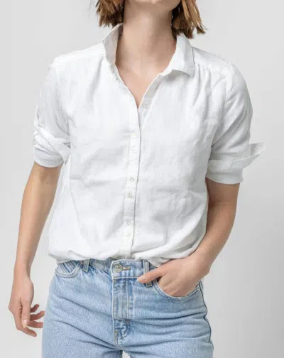 Lilla P Long Sleeve Button Down Shirt In White