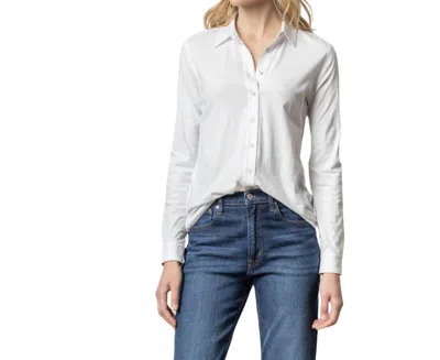 Lilla P Long Sleeve Button Down Tee In White