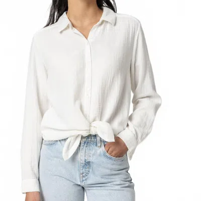 Lilla P Long Sleeve Button Down Top In White