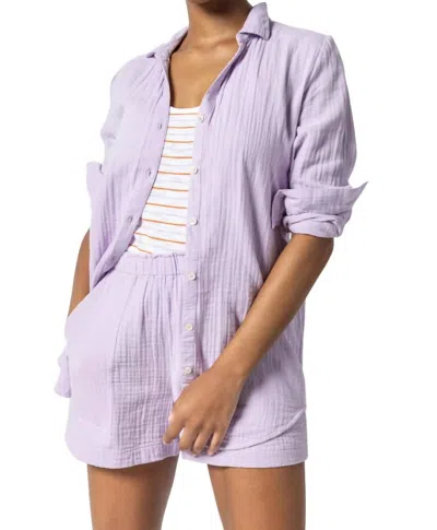 Lilla P Long Sleeve Button Down Tunic Top In Lily In Multi