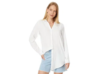 Lilla P Long Sleeve Button Down Tunic In White