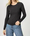 Lilla P Long Sleeve Crew Tee In Black In Black