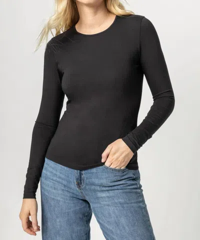 Lilla P Long Sleeve Crew Tee In Black