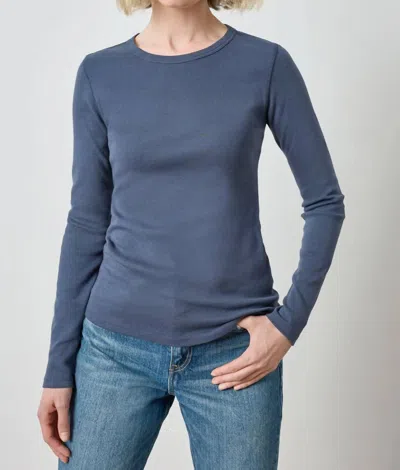 Lilla P Long Sleeve Crew Tee In Dark Navy In Blue