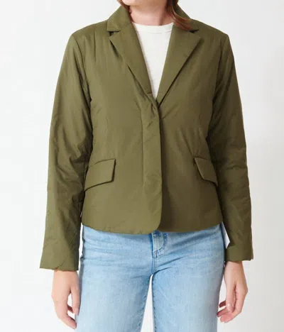 Lilla P Long Sleeve Padded Blazer In Evergreen In Green