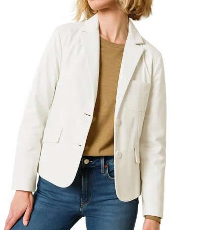 Lilla P Long Sleeve Padded Blazer In Talc In Multi