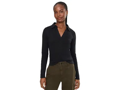 Lilla P Long Sleeve Polo Neck Women's Clothing Black: Sm, Cotton