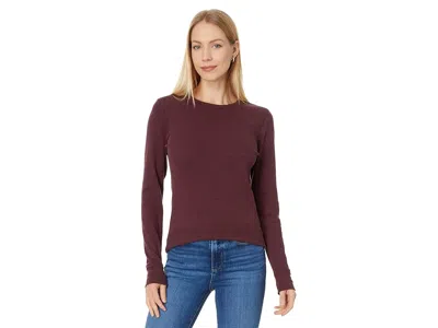 Lilla P Long Sleeve Raw Edge Crew In Burgundy