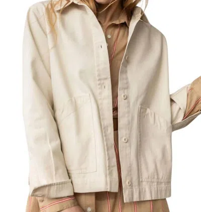 Lilla P Long Sleeve Shacket In Natural In White