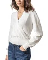 Lilla P Long Sleeve Surplice Sweater In Antique White