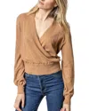 Lilla P Long Sleeve Surplice Sweater In Bourbon
