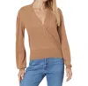 Lilla P Long Sleeve Surplice Sweater In Bourbon In Brown