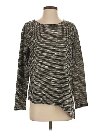 Pre-owned Lilla P Long Sleeve Top Gray Boatneck Tops