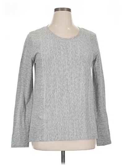Pre-owned Lilla P Long Sleeve Top Gray Crew Neck Tops