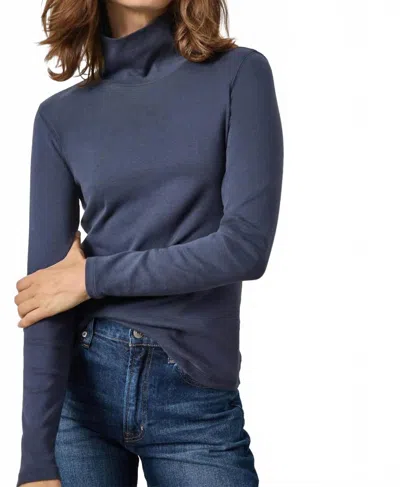 Lilla P Long Sleeve Turtleneck Tee In Dark Navy In Blue