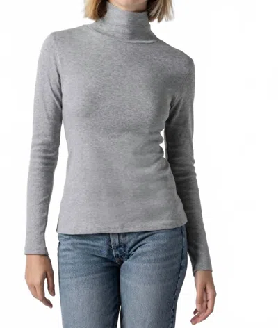 Lilla P Long Sleeve Turtleneck Tee In Heather Grey In Gray