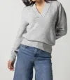 Lilla P Long Sleeve V-neck Sweater In Ash In Gray
