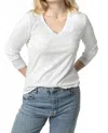 Lilla P Long Sleeve V-neck Top In White In White