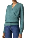 Lilla P Long Sleeve Wrap Front Sweater In Deep Sea In Grey