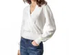 Lilla P Long Sleeve Surplice Sweater In Antique White In White