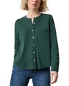 Lilla P Mandarin Collar Button Down Shirt In Green
