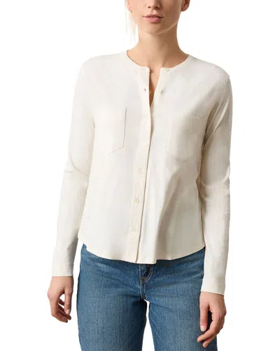 Lilla P Mandarin Collar Button Down Shirt In White