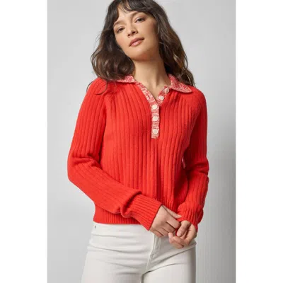 Lilla P Marled Henley Sweater In Fiesta In Multi