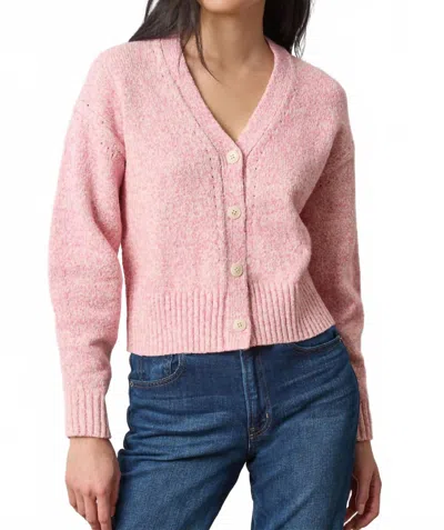 Lilla P Marled V-neck Cardigan In Rosebud Marl In Pink