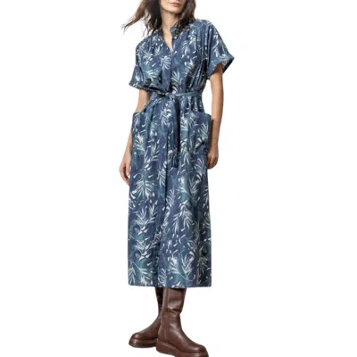 Lilla P Maxi Button Down Dress In Petrol/ivory In Multi
