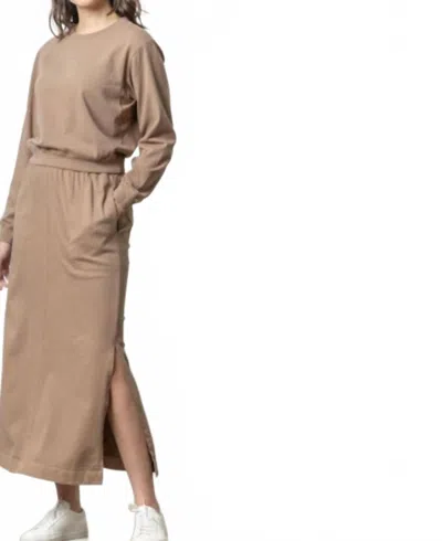 Lilla P Maxi Skirt With Pockets In Shiitake In Nude