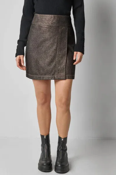 Lilla P Metallic Mini Skirt In Copper Denim In Neutral