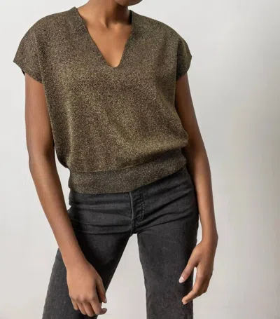 Lilla P Metallic V-neck Sweater In Black Sparkle In Multi